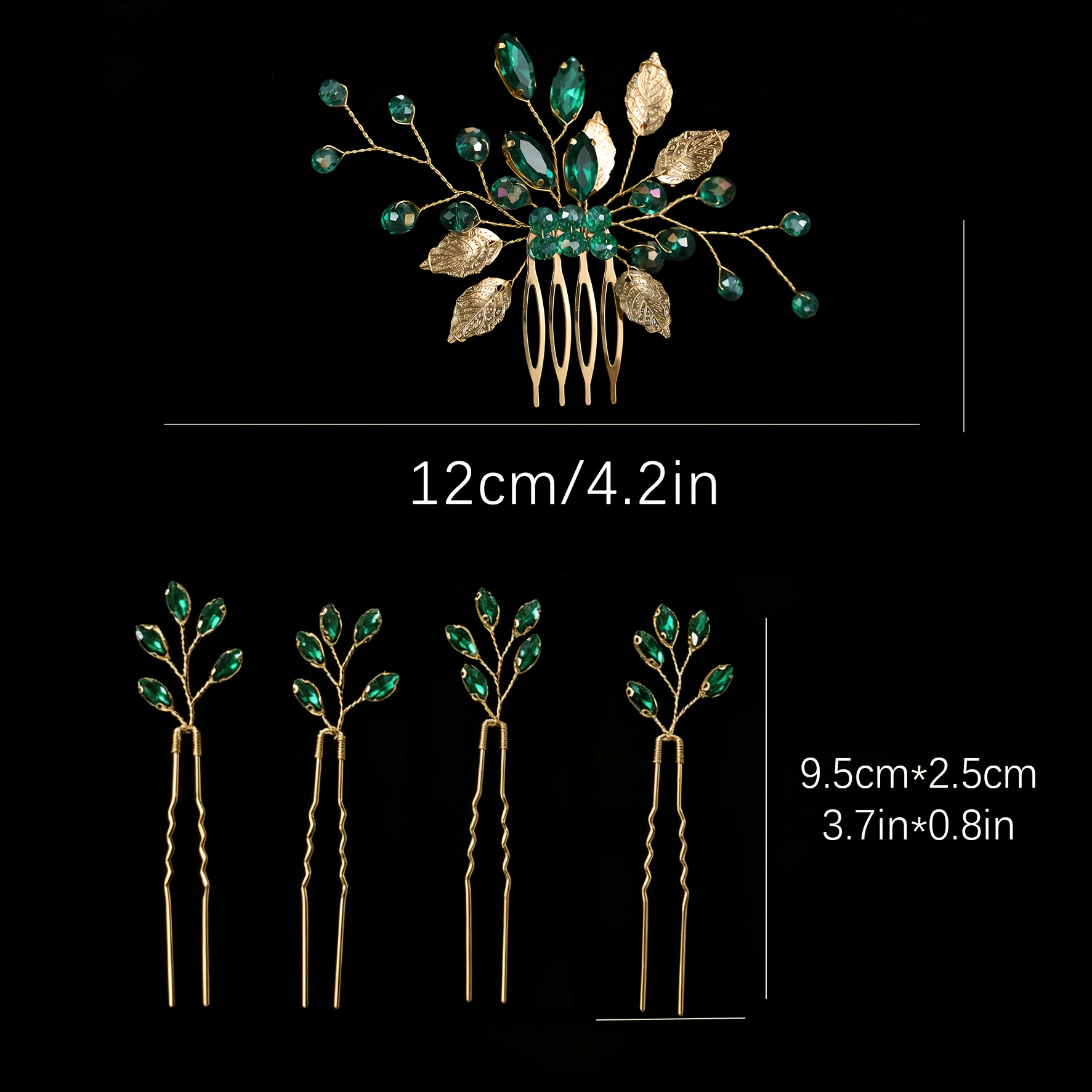 TEMU 5pcs Bridal Hair Additions Set: Fashion Wedding Hair Comb, Hairpin, U-shaped Hairpin And Hair Fork, Suitable For Bridal Wedding Hairstyle.