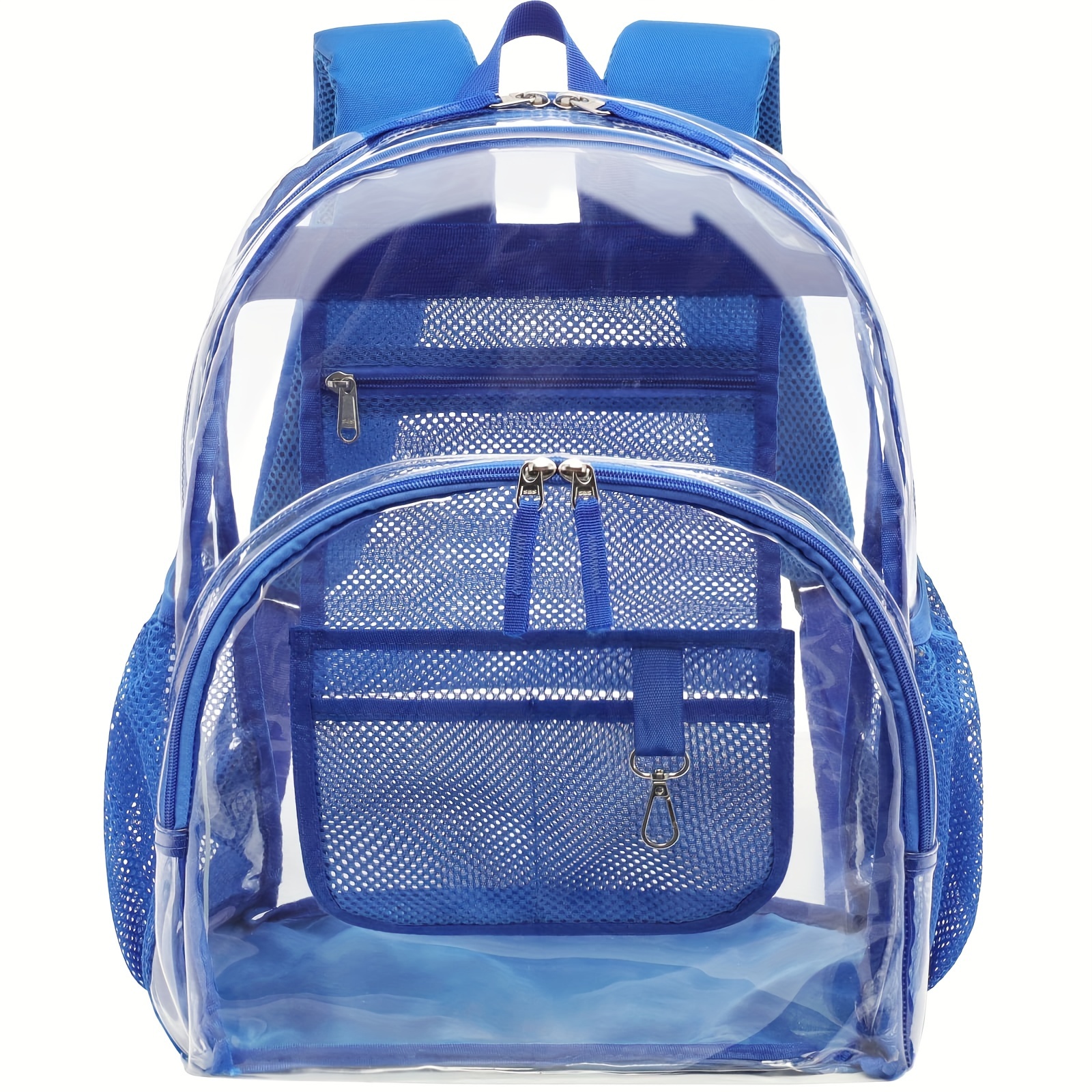 

Transparent Backpack, No Bones Clear Pvc Daypack With Single Front Zipper Pocket, Casual Style Durable School And Travel Bag