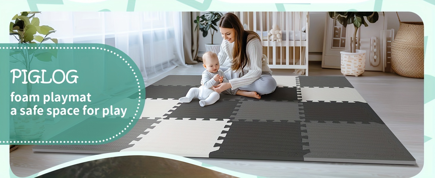   playmat for babies and   16pcs interlocking floor tiles with carry edges non toxic crawling mat indoor outdoor play area soft cushioned waterproof   design mixed color 31 5cm each details 5