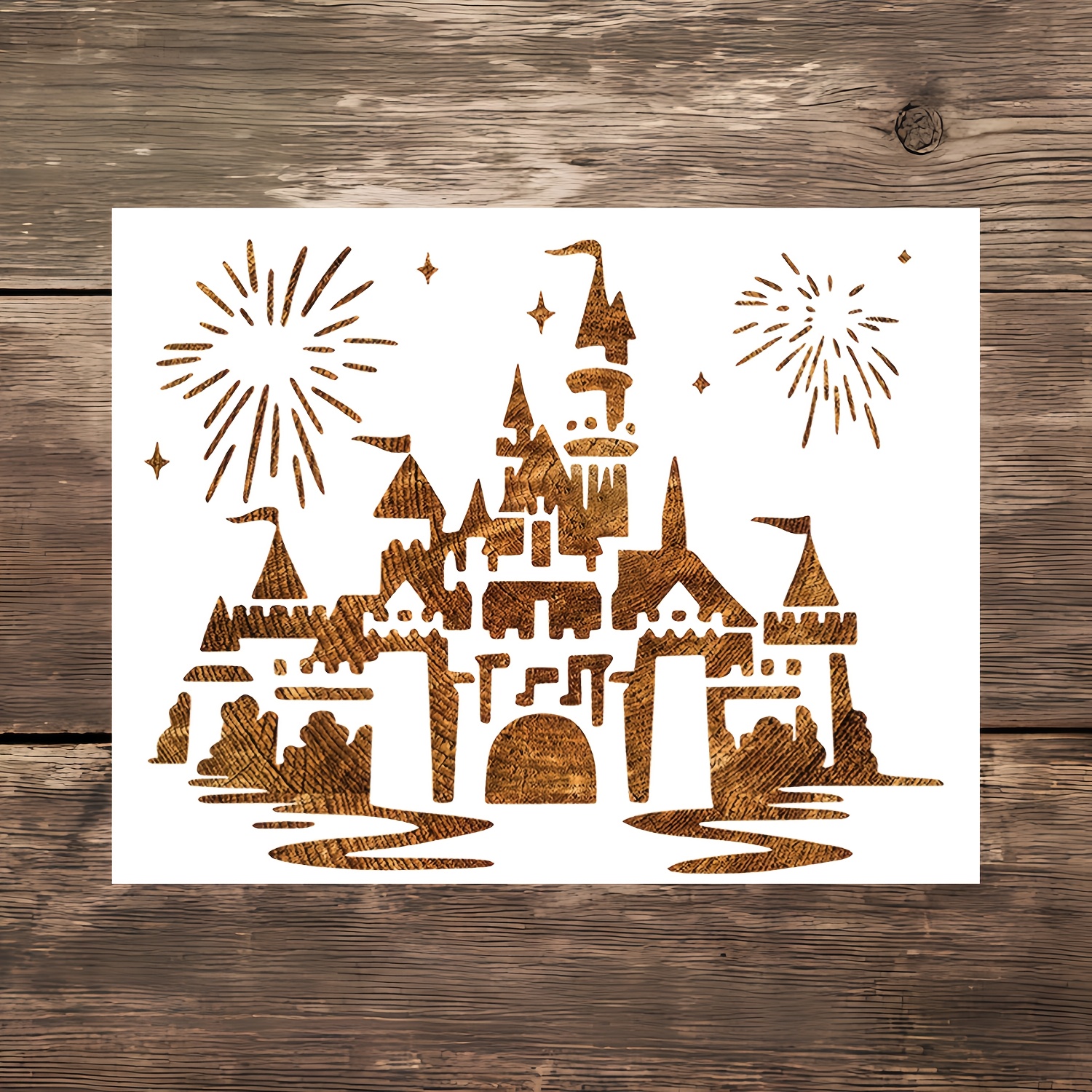 

1pc Artistic Castle Stencil, Reusable Plastic Template For Painting, 11.7x9.8 Inches, Diy Crafts Furniture Wood Canvas Drawing Guide