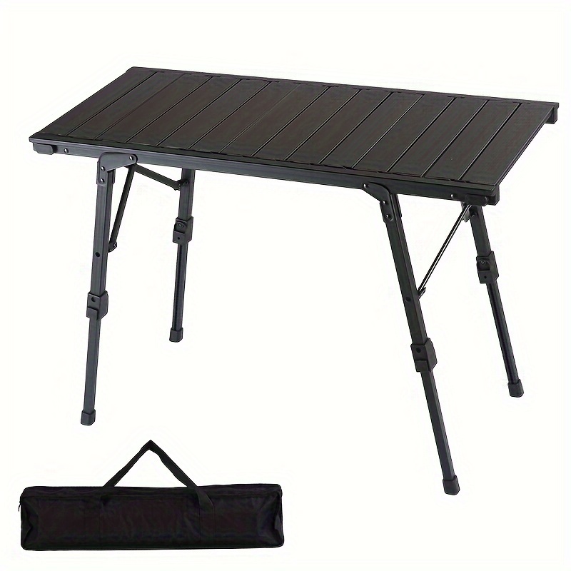 Pequeña mesa plegable de aluminio portátil con asa de transporte, altura  ajustable, fácil instalación para interiores, exteriores, picnic,  campamento