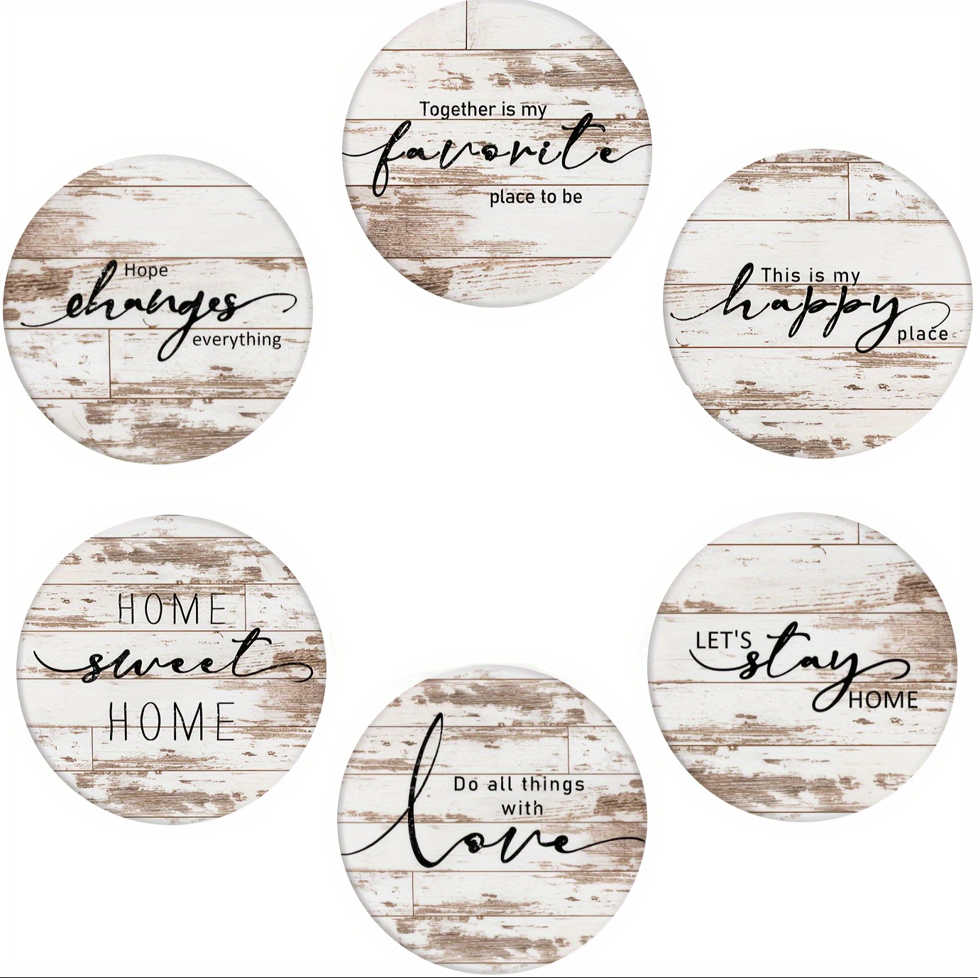 TEMU Sous-verres ronds 2D plats, 6 pièces, style rétro, bois vieilli, en liège, antidérapants et résistants à la chaleur, parfaits pour cafés, bars,