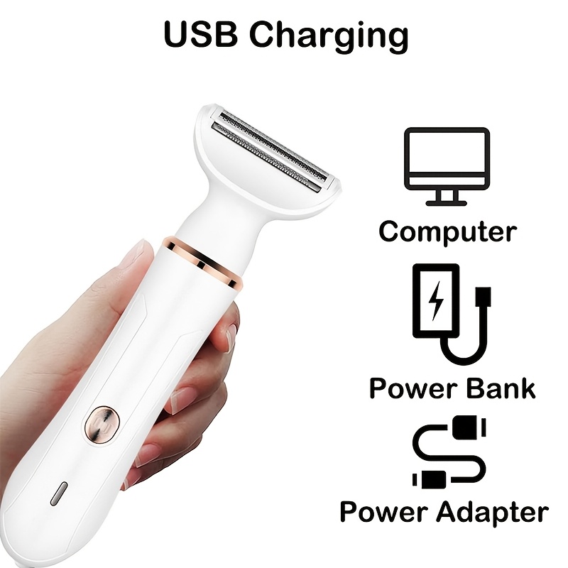 Електрическа самобръсначка 4-в-1 за жени, презареждаема чрез USB, перфектен коледен подарък, чудесна за бикини зона, оформяне на вежди и бръснене на цялото тяло. Акумулаторна самобръсначка за мъже с премиум остриета за гладко бръснене