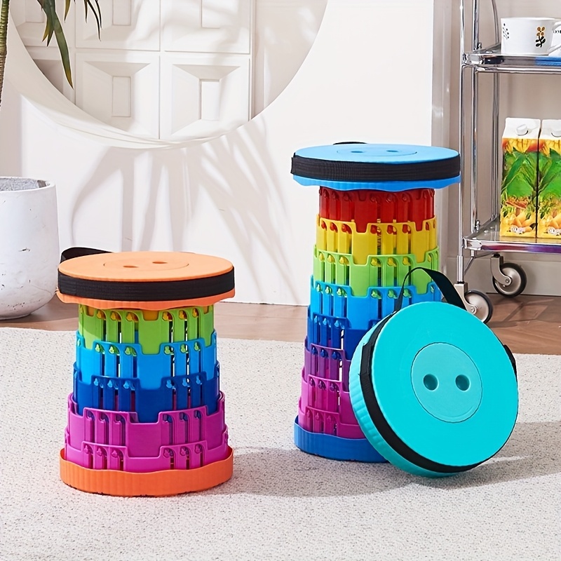 1 pieza de silla plegable creativa para exteriores con    , silla multiusos portátil   ajustable, diseño telescópico plegable para viajes, pesca y vendedores  , no necesita baterías, material plástico resistente, forma  , colores vibrantes, silla plegable portátil | silla   ajustable | silla de plástico   1