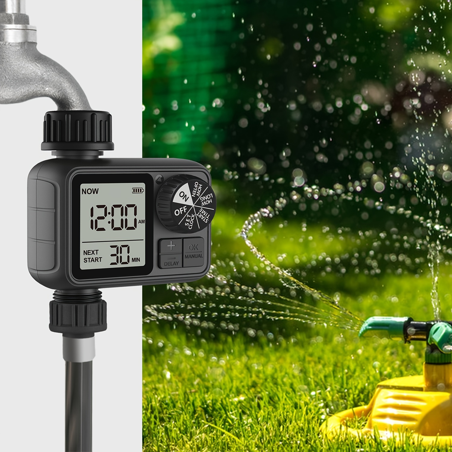 

1pc, M02 Water Timer 2024 Newest Garden Sprinkler With Manual/automatic 2-watering Modes Suitable For Different Outdoor Scenes 4.72 * 3.94 * 2.56 Inches