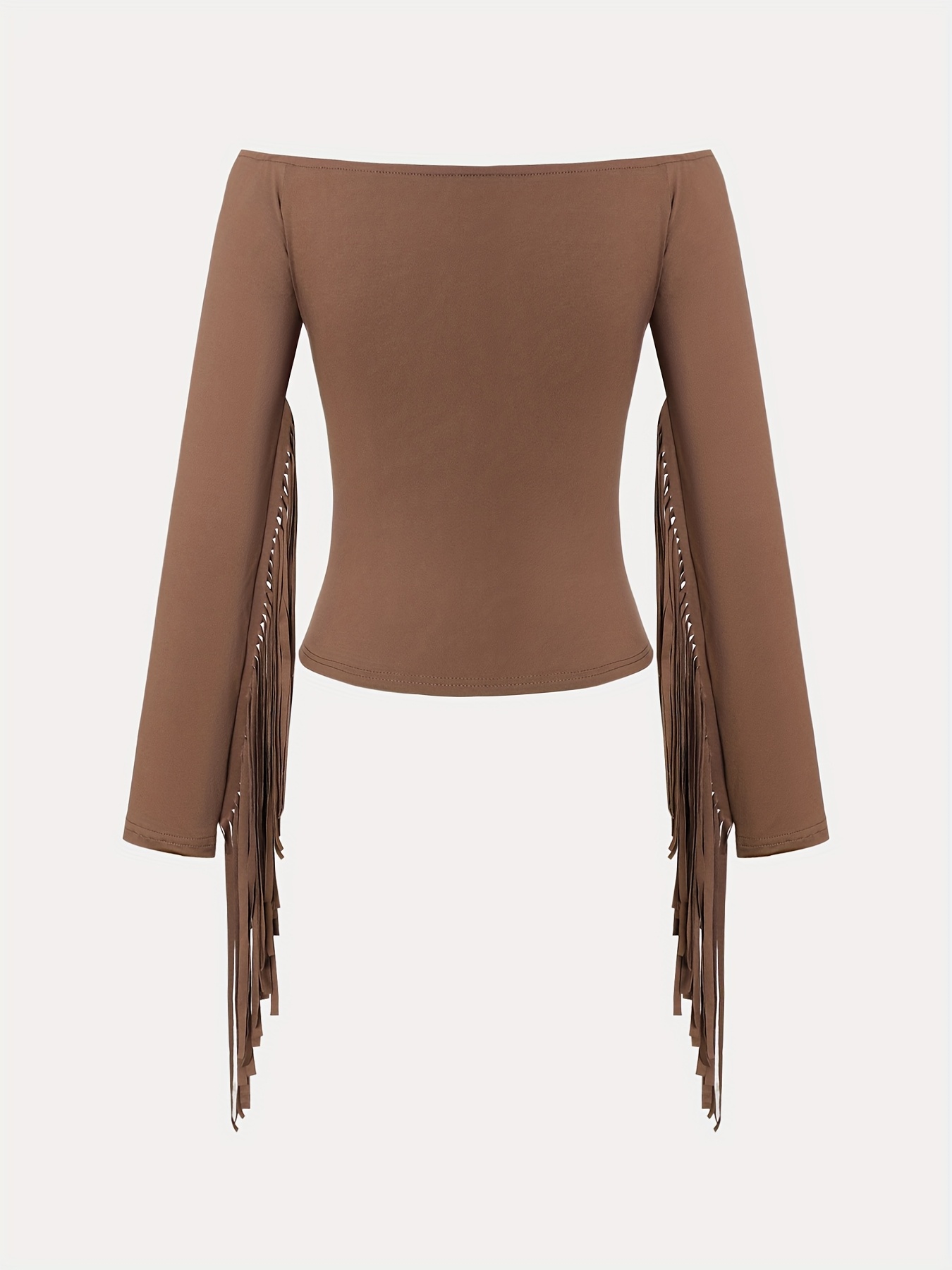 Women's Retro Western Off-Shoulder Cropped Top with Fringe Sleeves  Stretchy Fit Short Sleeve Shirt for Spring/Summer, Machine Washable Solid  Co