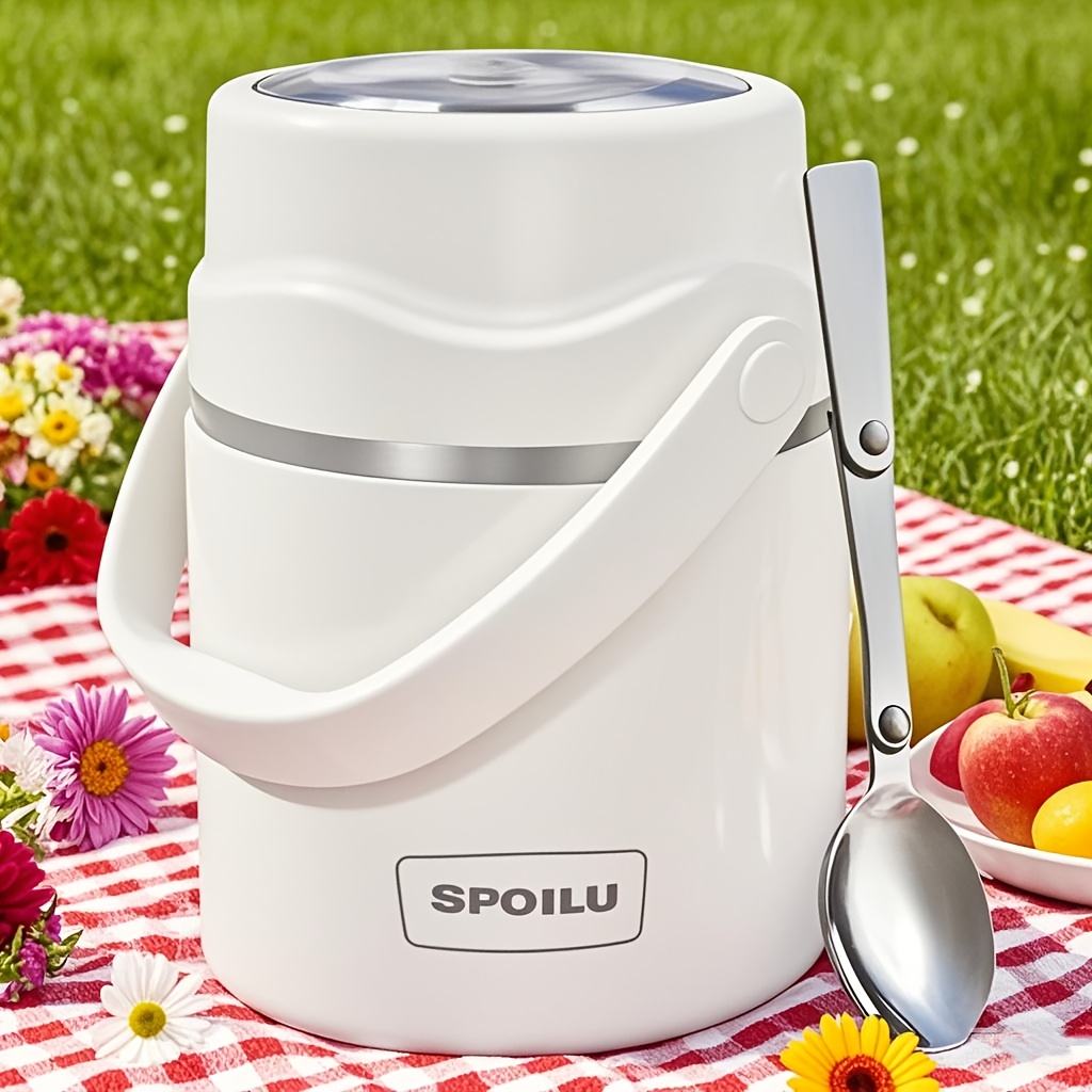 TEMU 21oz Thermo Food Jar Insulated Container, Insulated Food Container For Adult, With Steel Vacuum Insulated Food Jar Spoon, Leak Proof, Portable