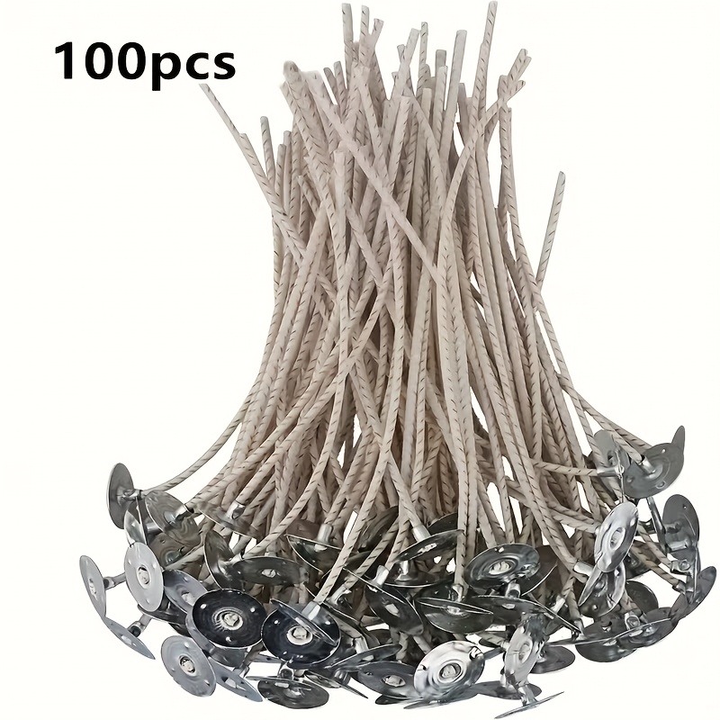 100 Soy Wax Candle Wicks, 15cm Or 6 Inches Each, Designed For Candle Making, Thick Wicks With Base, Candle Making Supplies