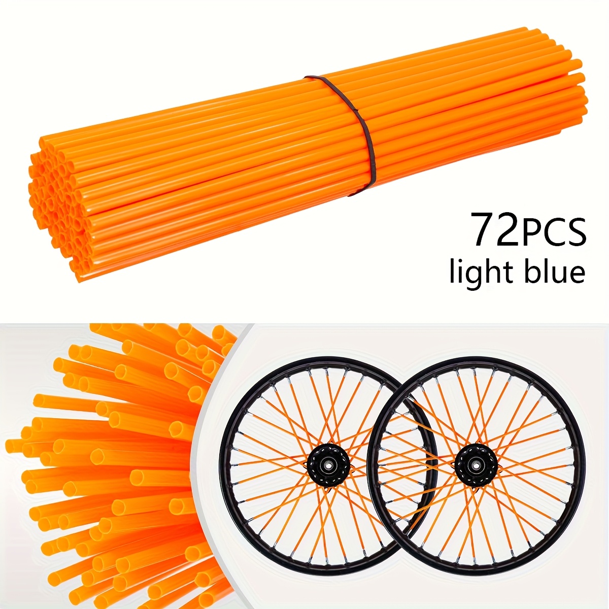 TEMU 72pcs 24cm Colorful Spoke Cover Decorative Covers For Off-road Motorcycles And Bicycles