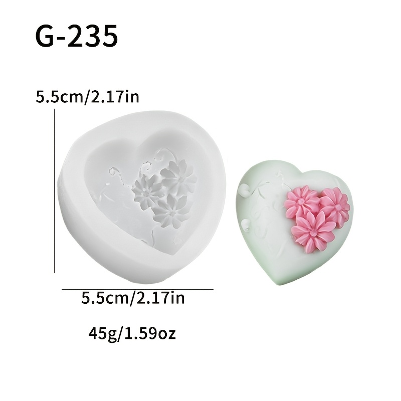TEMU 1pc, Silicone Mold For Heart-shaped Flower Shaped Candles