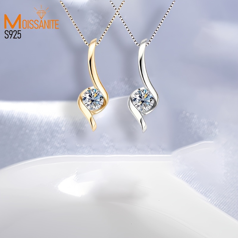 

Elegant 925 Silver Moissanite Pendant Necklace, 1 Carat - Fashion Jewelry For Men And Women, Casual Attire, Parties, Bridesmaid, Valentine's Day, Graduation Gifts