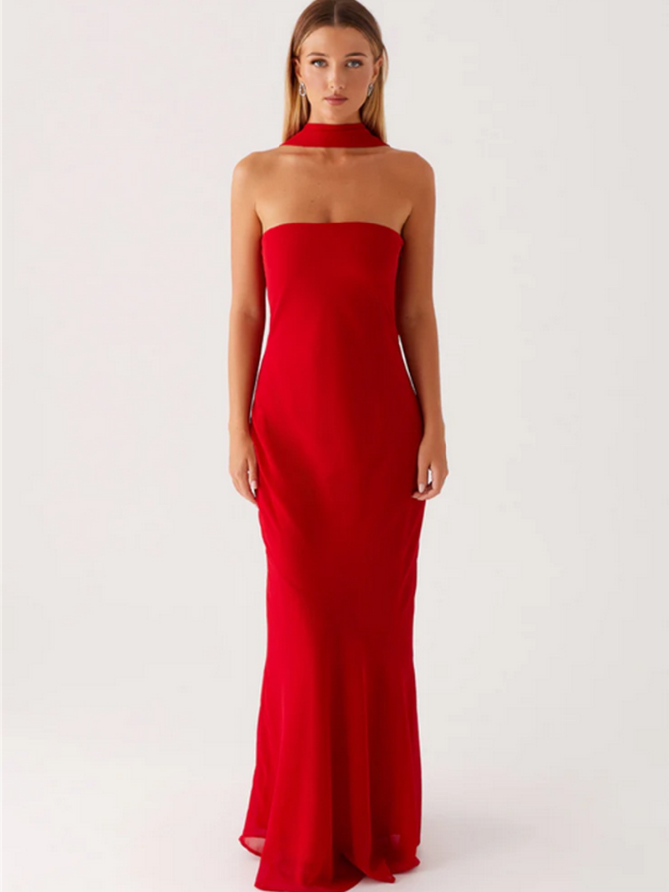 fitted lace wedding dress Red Soft Lounge Maxi Dress