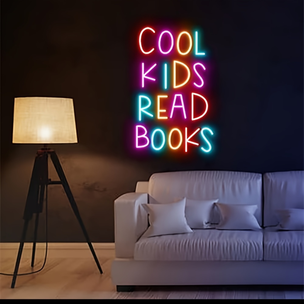 

Cool Kids' Reading Neon Sign - Usb Powered, 10-level Dimmable Led Wall Art For Bedroom & Library Decor