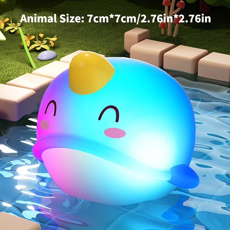 Light Up Bath Toys with Fishing Net - Flashing Colorful Animal Bath Toys, Battery-Powered Floating Rubber Sensory Toys for Toddlers, Baby Bathtime & Pool Party Gifts (Christmas, Easter) - Safe for Infants Boys & Girls, Baby Bath Accessories, Interactive Playtime, Playful Designs, Nontoxic Material, Holiday Presents