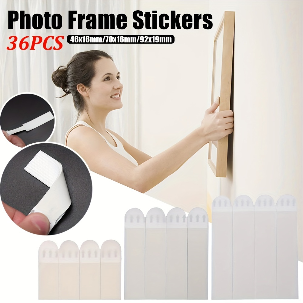 

36pcs Double-sided Tape, Adhesive For Photo Frames & Diy Wall Decor, Punch- Strips For Wall Protection