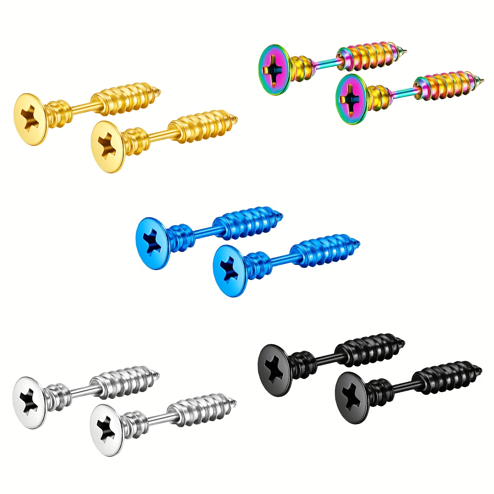 E-shop 10 Stück 304 Edelstahl Schraublochstecker-Set, Punk-Stil Lochschmuck für Männer und Frauen, als Geschenk für Freunde
