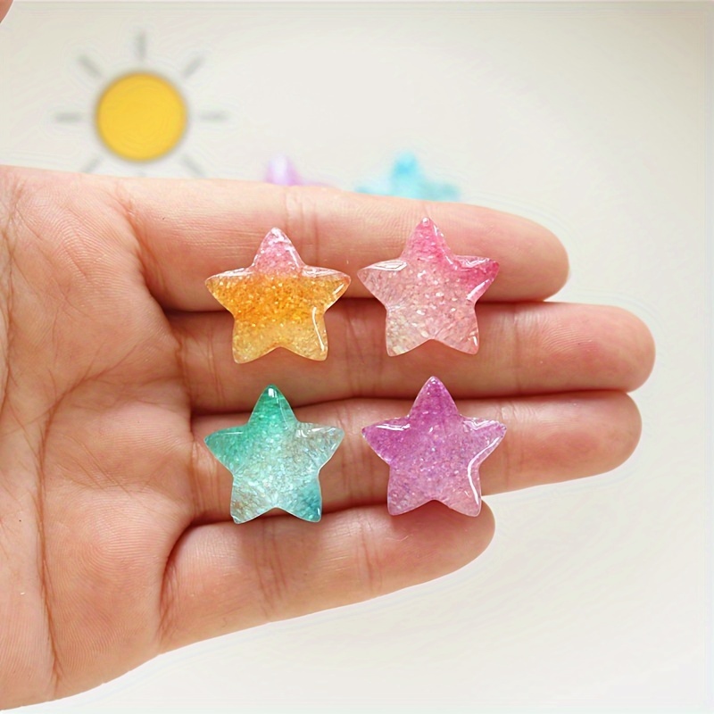 10-Pack Gradient Star Glitter Clear Resin Charms for DIY Crafts, Cute  Transparent Star Pendants for Jewelry making, Phone Case, Hair Clips, and  Shoe A