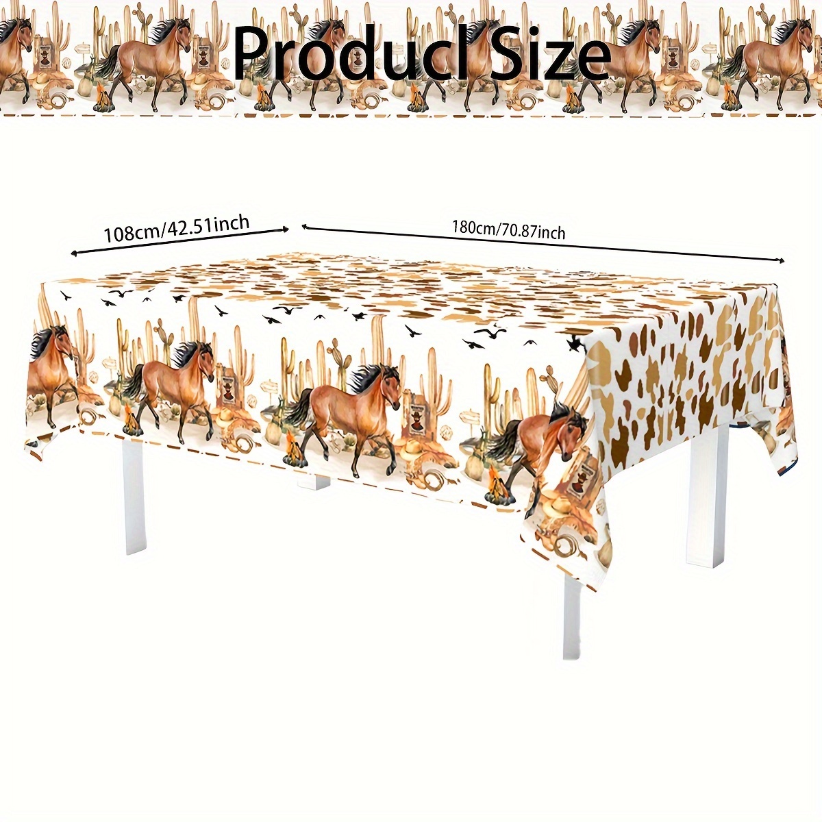 TEMU Mantel desechable con estampado de vaquero y caballo para Halloween, decoraciones de boda, decoración , decoración de jardín para exterior,
