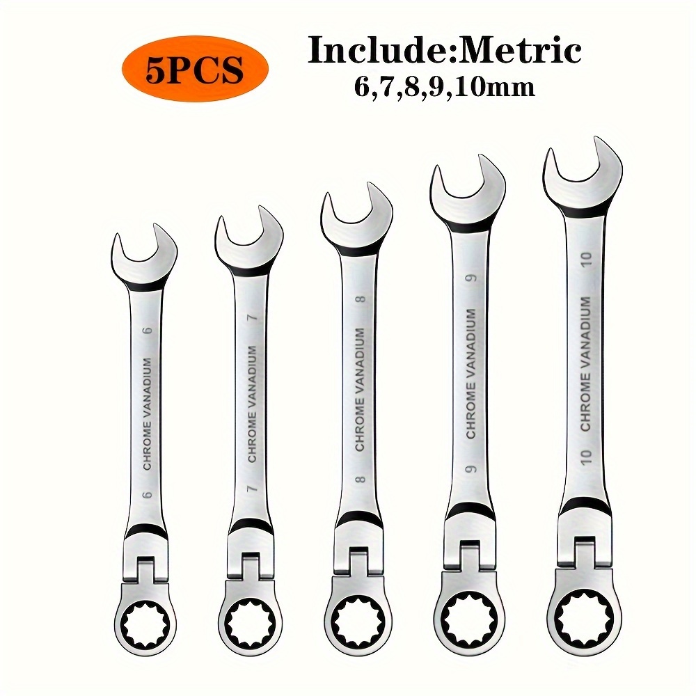 

[fast Delivery]ratchet Wrench Set, 5pcs, 72 Teeth, Design, Solid , Extra Long Gear Ratchet Wrench Set Extended Handle With