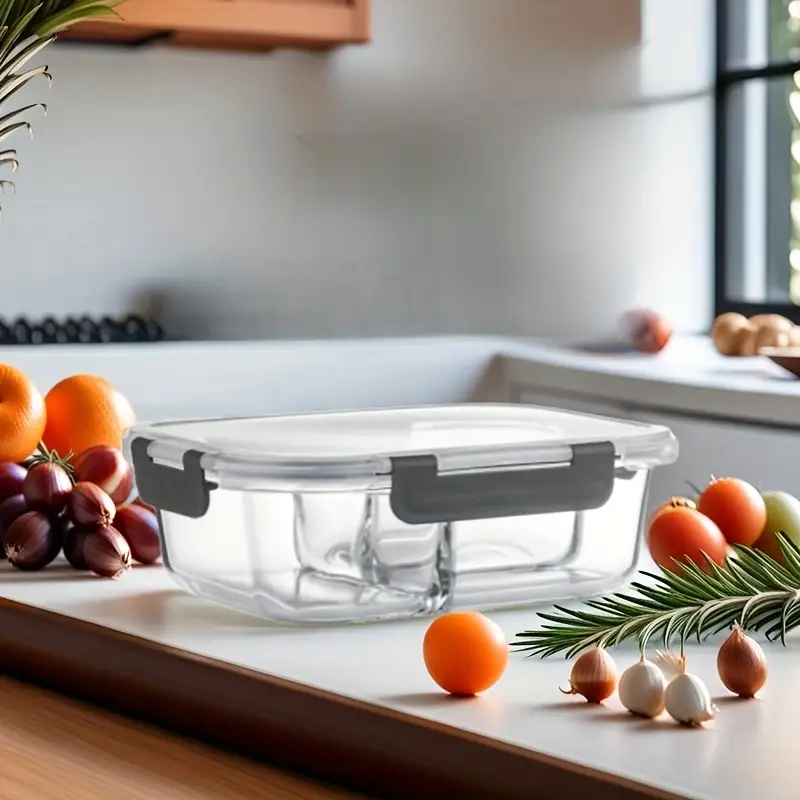 1pc large 22 88oz glass lunch box with lid 2 compartment design microwave refrigerator safe ideal for outdoor use perfect gift Product details 0