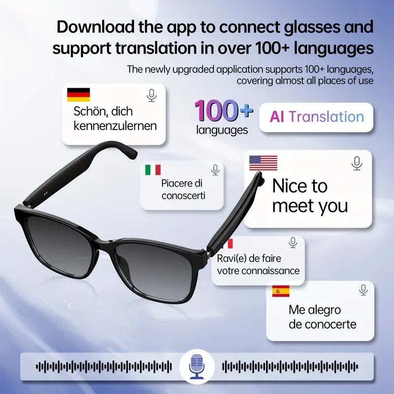 smart glasses with 144 languages blue light filtering polarized lenses low latency audio built in mic speakers assistant wireless usb rechargeable ideal for driving travel travel accessories durable eyewear Product details 7