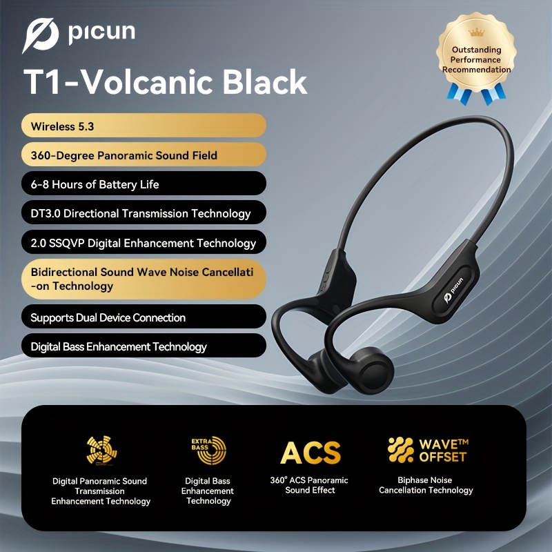 T1 Wireless Bone Conduction Headphones Panoramic Sound Temu