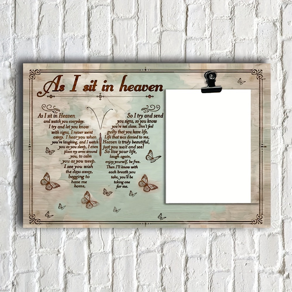 

As I Sit In Heaven - Personalized Photo Clip Frame - Best Memorial Gifts Family Member Loss - In Loving Memory - Remembrance Gift For Deceased Loved 1 Wooden Famed 11.8x15.7 Inch Eid Al-adha Mubarak