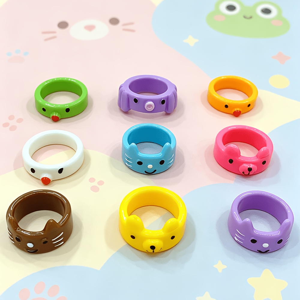 15pc Cute Cartoon Pet Animal Ring Set for Women, Fun Accessories