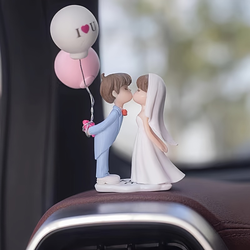 

Adorable Balloon Couple Decoration For Car Interior: Plastic Material, Suitable For Dashboard, Rearview Mirror, And Car Accessories