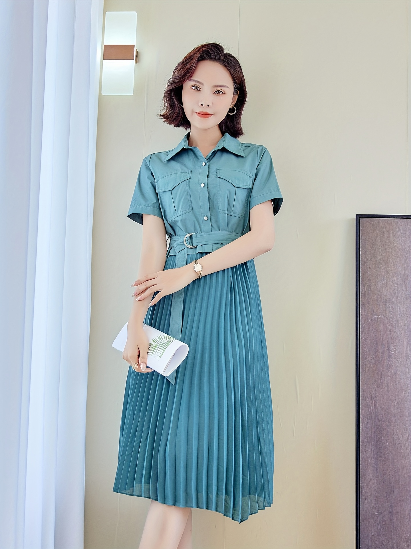 womens petite friendly turquoise blue belted a line dress - Temu Mauritius