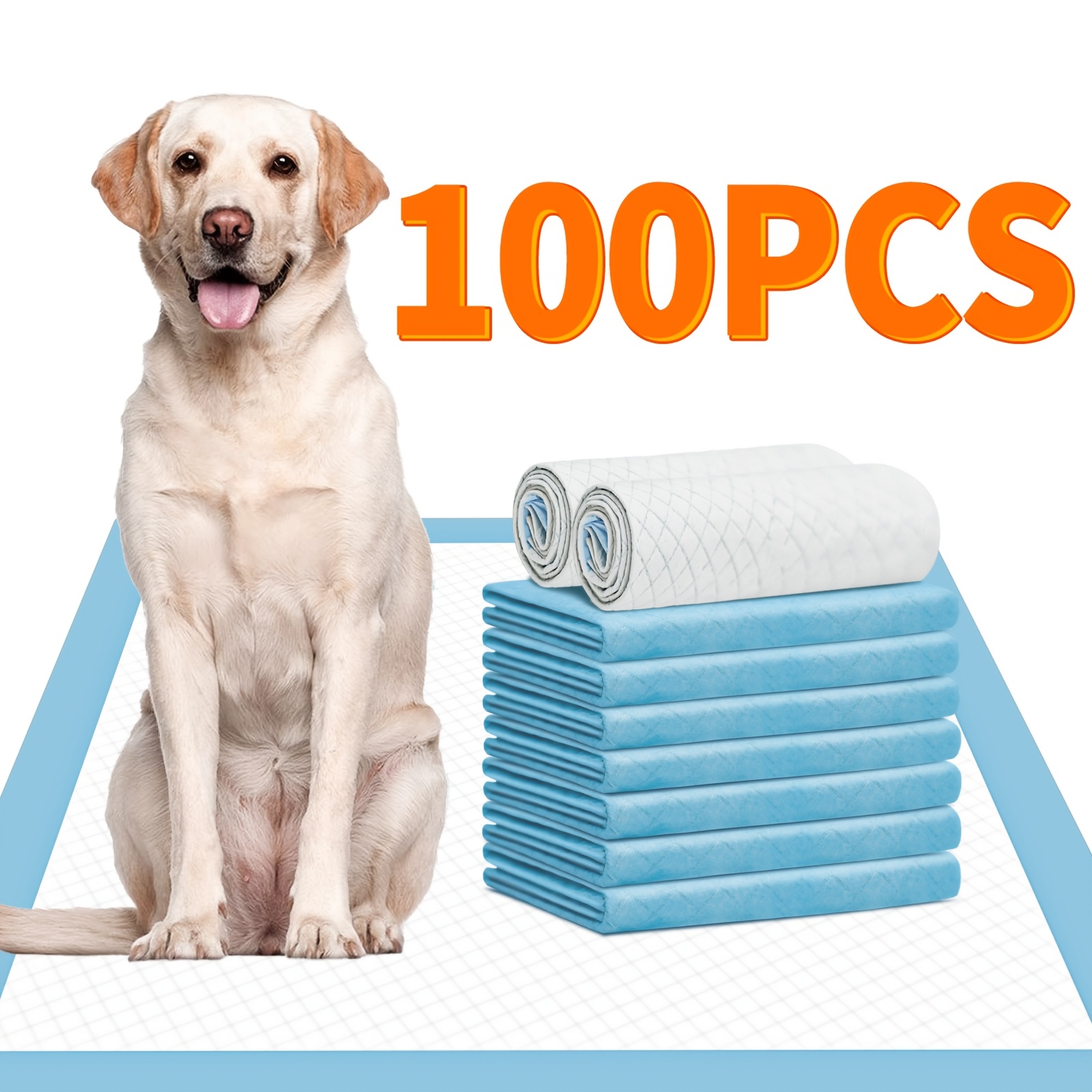 TEMU 400-100pcs 24 "x 24" Absorbent Dog Training Mat - Quick Drying, Leak Proof, Multi Pack Disposable Pet Mat For Dogs, Cats, Rabbits - Durable Polymer And Fluffy , Ideal For And Incontinence