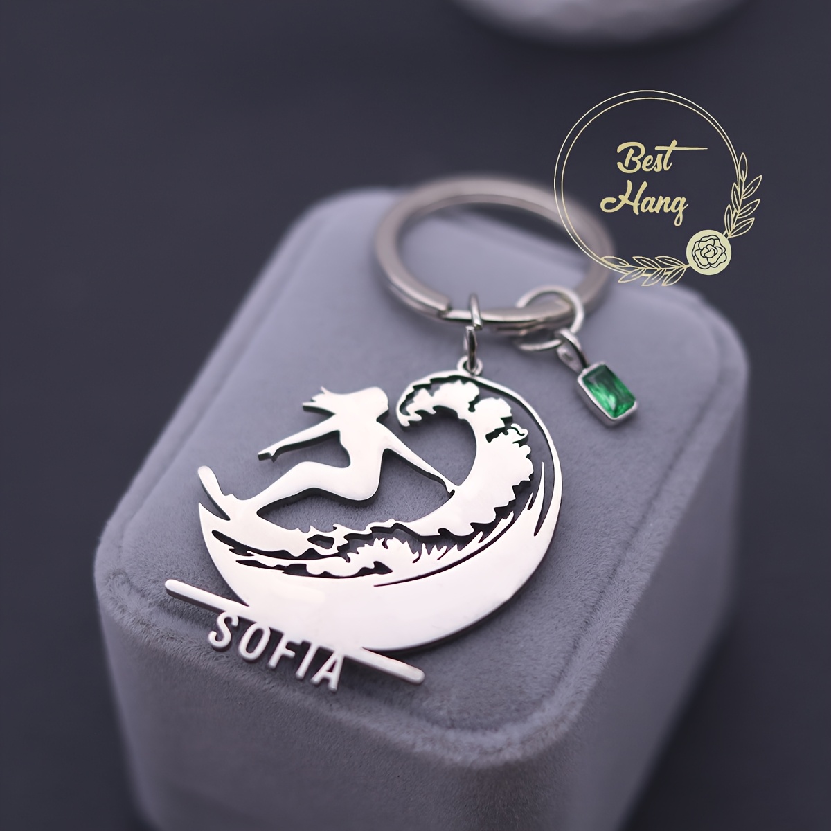 Surf Board Name Keychain