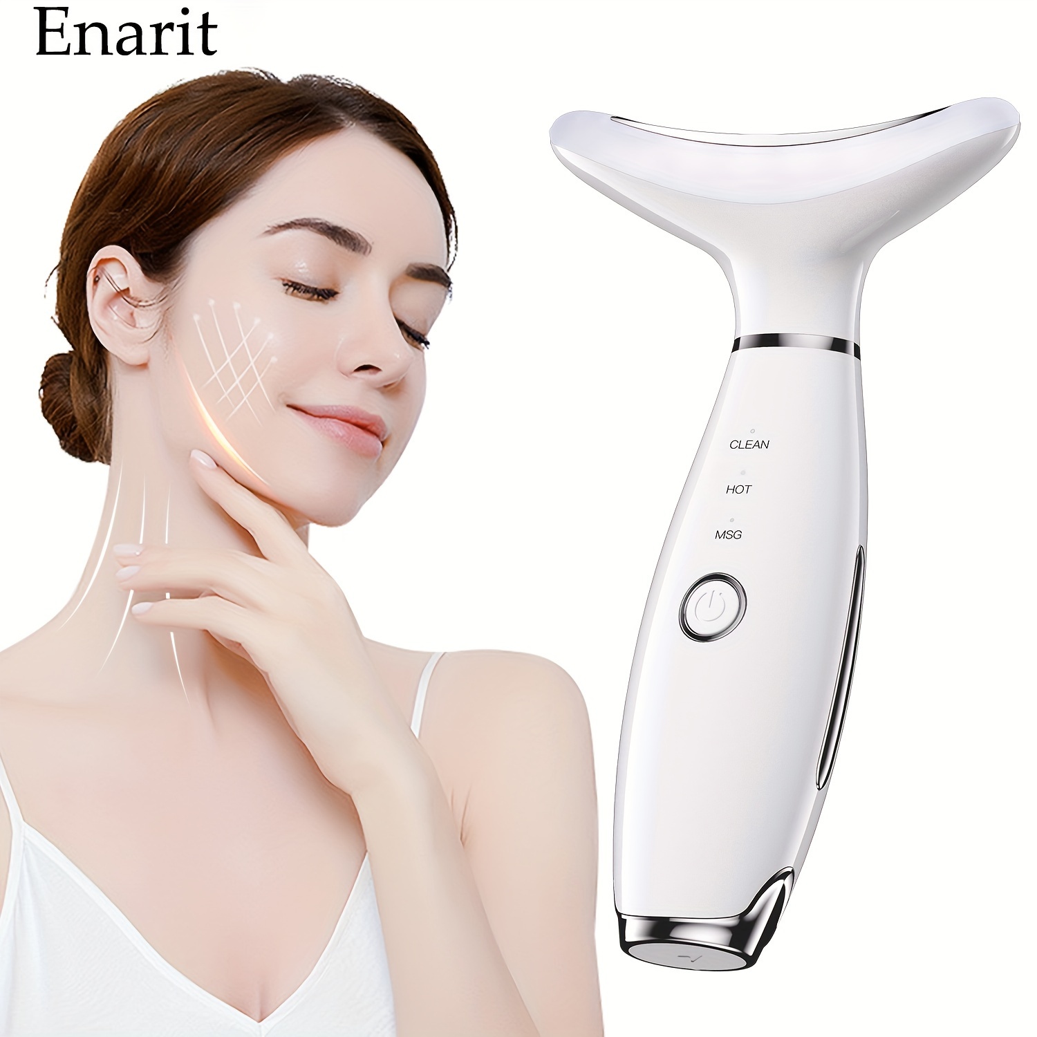

Enarit Electric Face And Neck Skin Care Beauty Massager, Adjustable Heating Vibration Massage Mode, Convenient Home Use Neck Facial Beauty Instrument, Women's