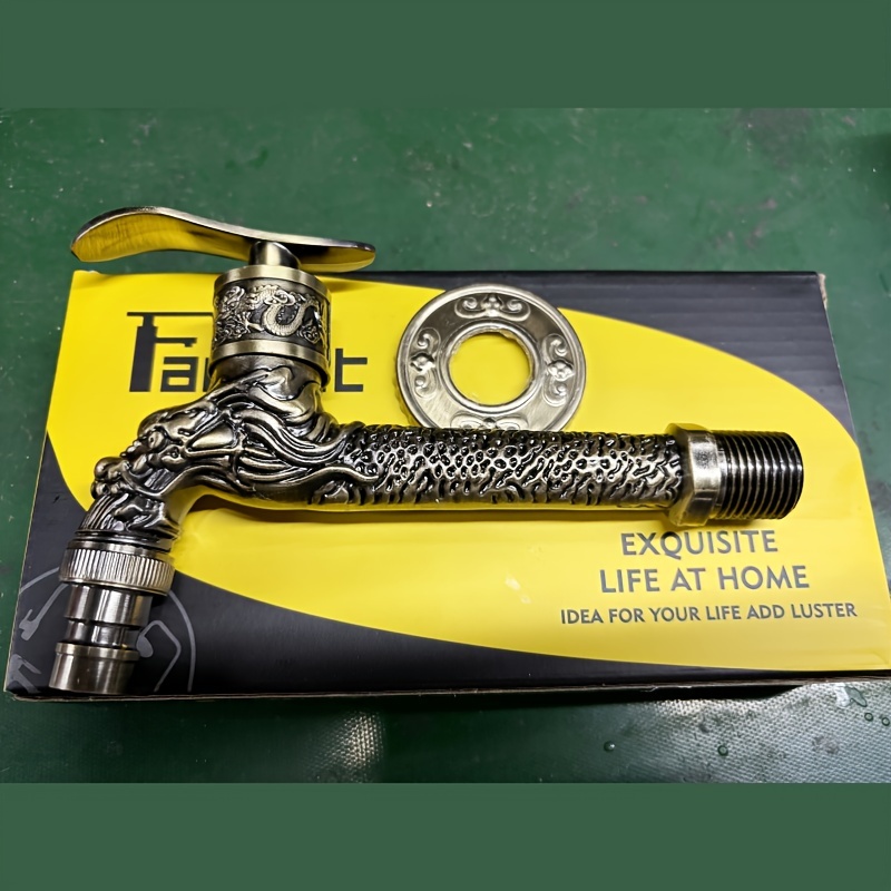 Idolpack Heavy-duty Outdoor Faucet With Antique Bronze - Single Hole Garden Hose Connector, /eu Threaded Spout, Durable Alloy Lawn Watering Device For,, Fountain Pipe Compatible (hardware