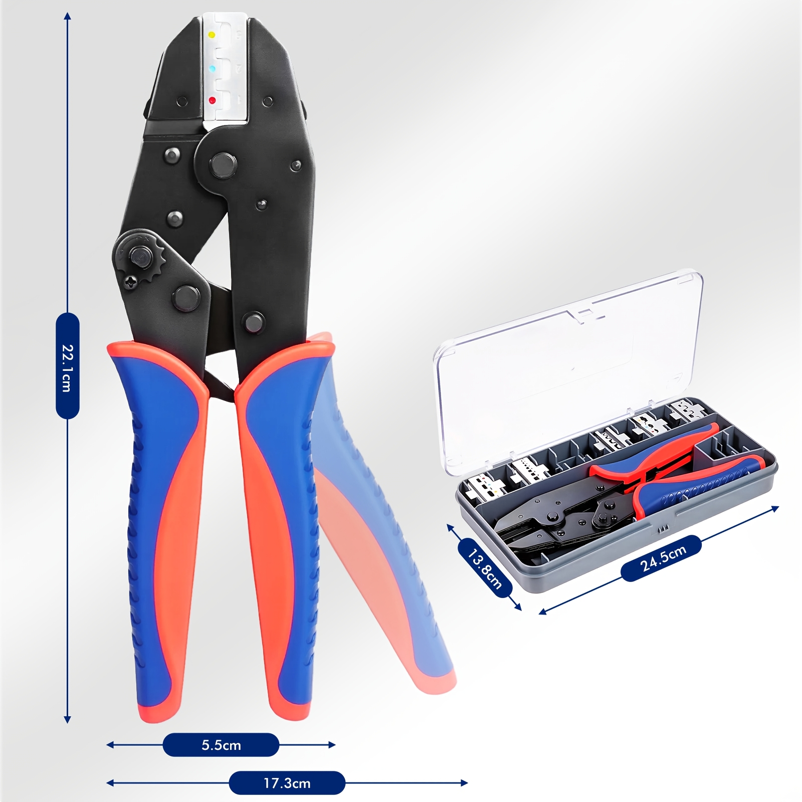 Wire Terminal Crimping Pliers With 600pcs Connectors, 23-16awg (0.25-1.5mm²)