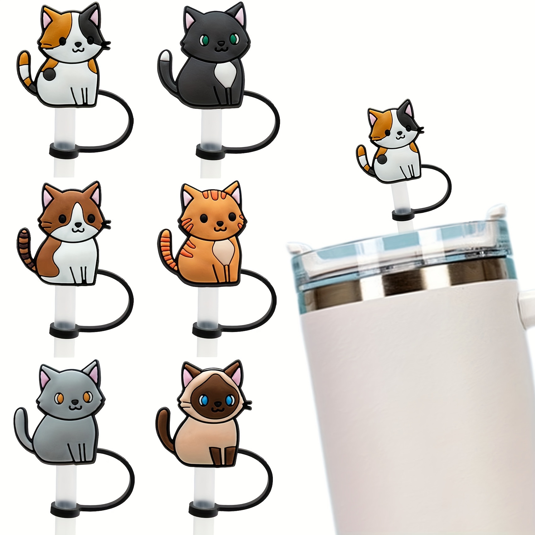 

Cute Cat Silicone Straw Tips For Stanley & Tumblers - 10mm Reusable Straw Covers, Perfect Accessory For 30&40 Oz Cups, Ideal Birthday Gift Tumbler Cup Accessories Straw Topper Straw Accessories