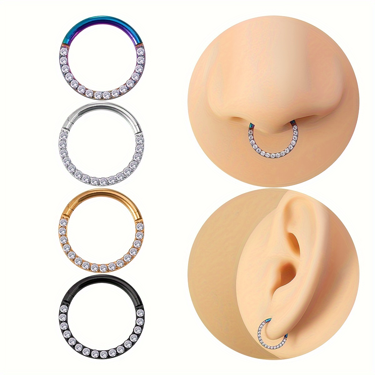 

1pc Anneau de Nez en Acier Inoxydable Anneau de Nez à à Cliquet Anneau de Septum Anneau de Daith Boucle d'Oreille Bijoux de Piercing Corporel