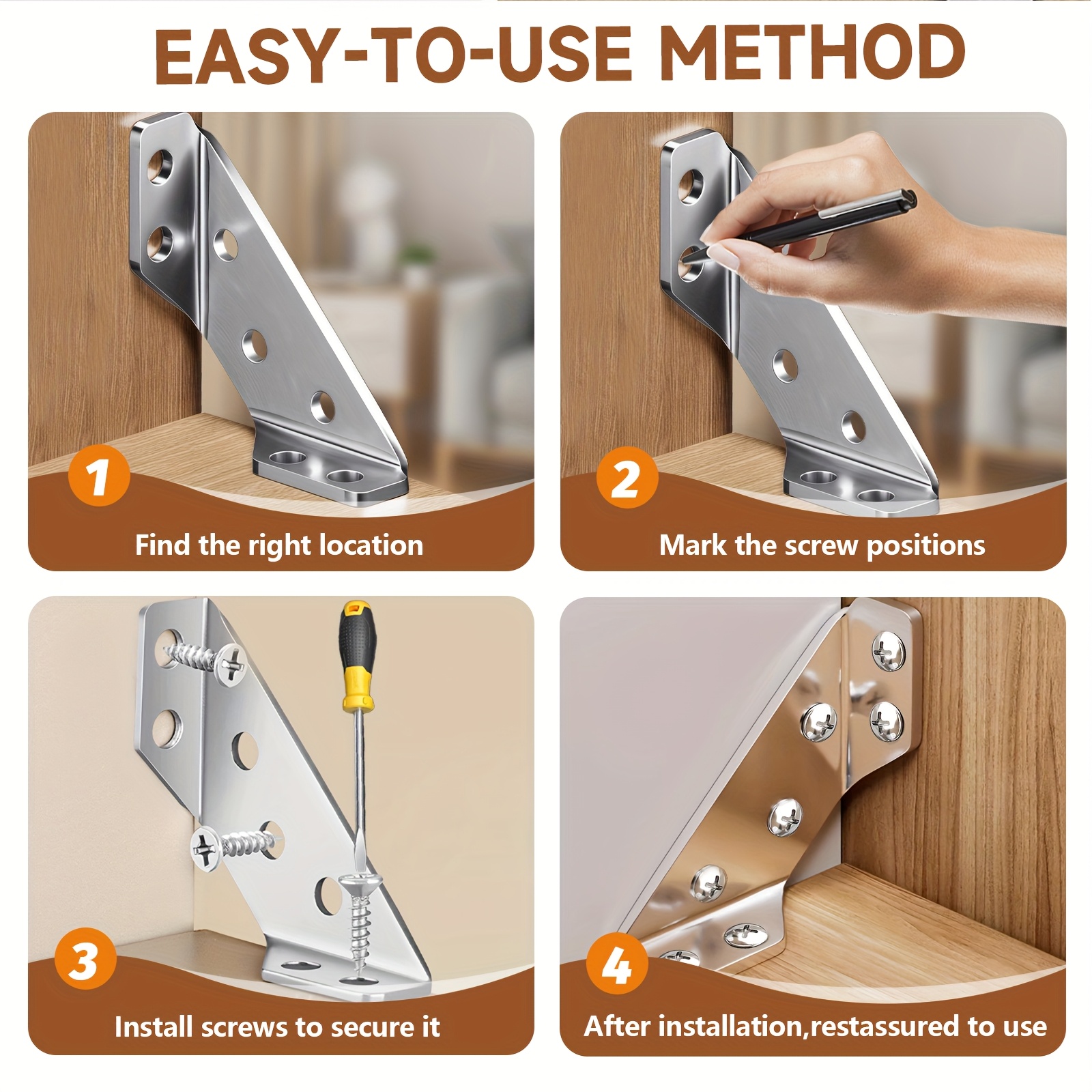 240 Heavy-duty Thickened Stainless Steel Corner Brackets, Sturdy... product image 9