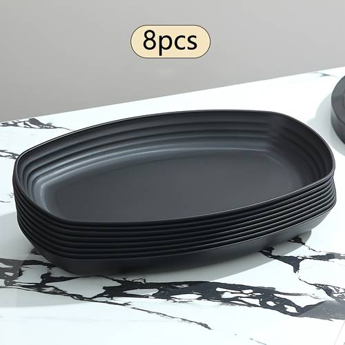 2 6 8pcs pp black oval serving plates small dishes for home dining table appetizer plates candy dishes lightweight and shatterproof microwave and dishwasher safe ideal for pasta fruits desserts home kitchen picnics camping