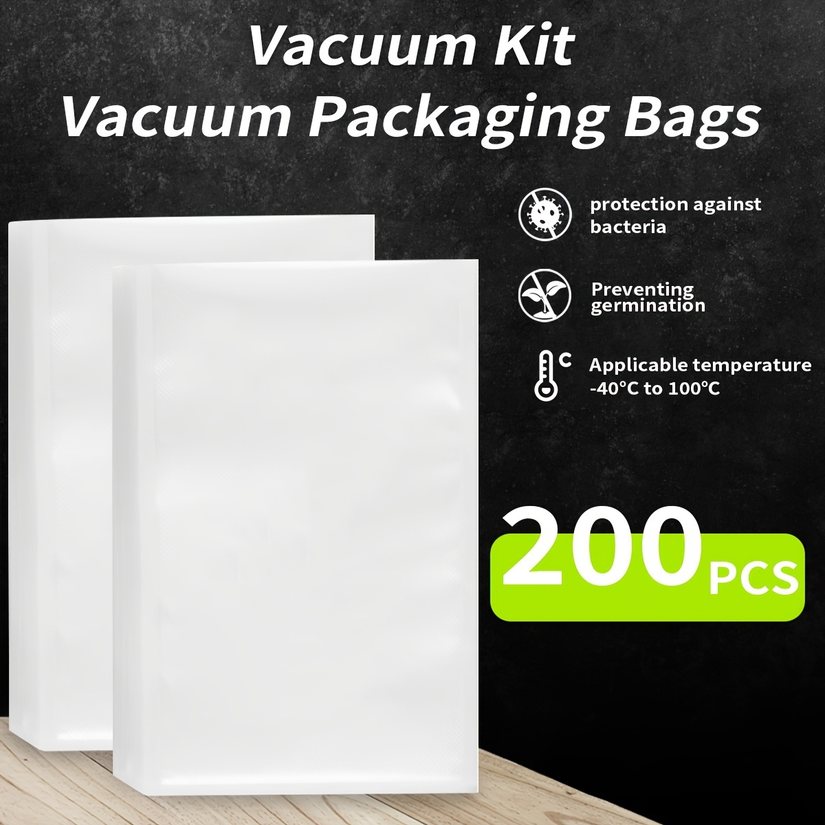 

200pcs Textured Vacuum Sealed Bag - Space Saving Compression For Cooking Meat, Fruits, And Vegetables - Durable, Reusable, Transparent - Perfect For Home Kitchen Storage