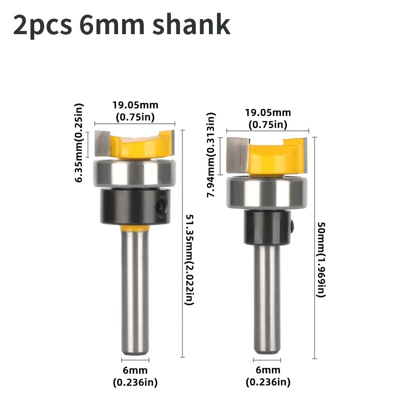 2pcs D19.05mm Pattern Router Bit Woodworking Milling Cutters With 6mm/6. Shank Handle For Wood Bit Face Mill Carbide Cutter End Mill Face Mill