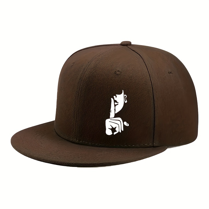TEMU 2d Flat, Men' Gesture Flat Brimmed Hat - Lightweight Solid Hip Hop Style Duck Tongue Hat