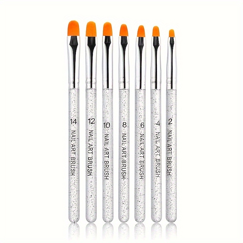 Image of 7pcs/set Premium Nail Art Brush Set -acrylic Nail Painting Pen Kit With Transparent Handles, Round Tip Nail Design Tools For Manicure Detailing
