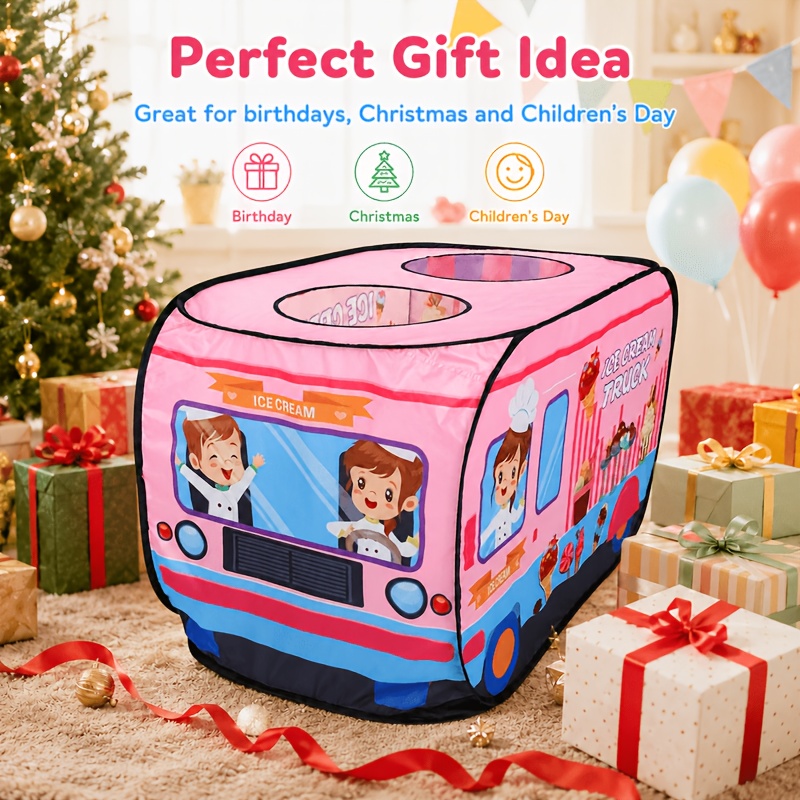 Ice Cream Tent - Foldable and Space-Saving Playhouse for Kids