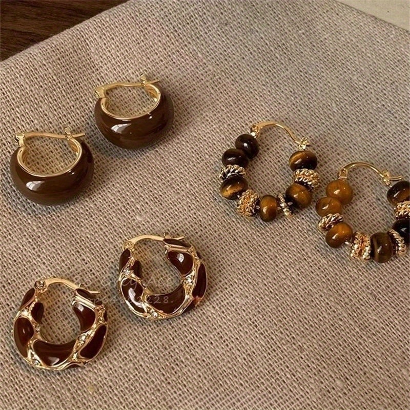 fashionable vintage melanin circle earrings for women 3pcs set of   high end french   and elegant accessories