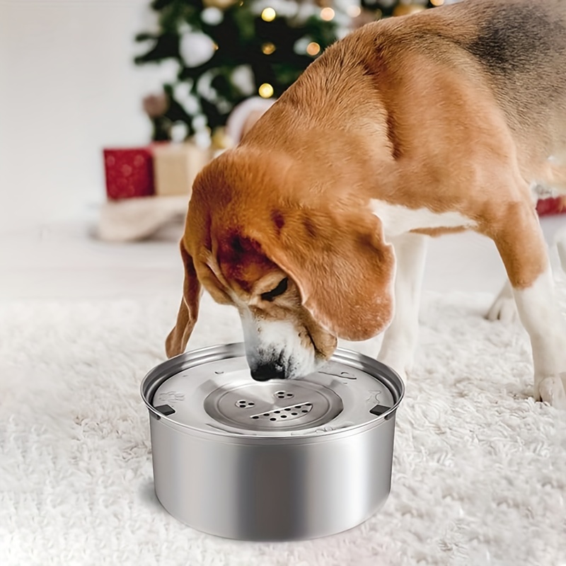 

Bol d'eau en acier inoxydable pour chien, distributeur antidérapant à alimentation lente, bol anti-déversement pour chiens, alimentation en eau sans charge et sans batterie.