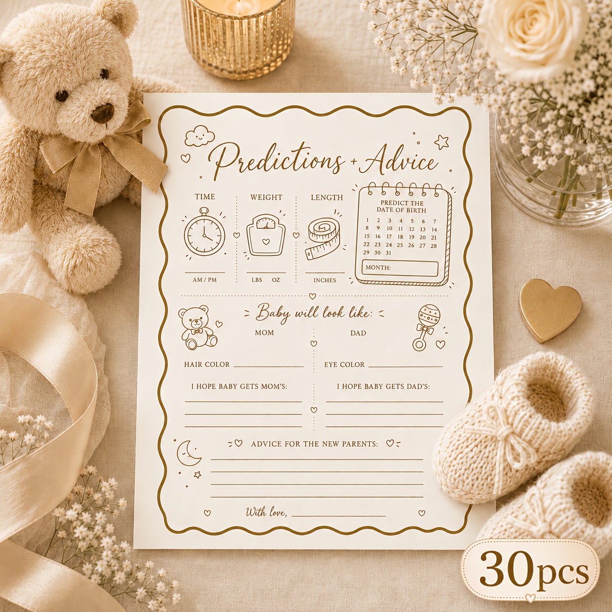 TEMU 30pcs/50pcs Cartoon Bear 