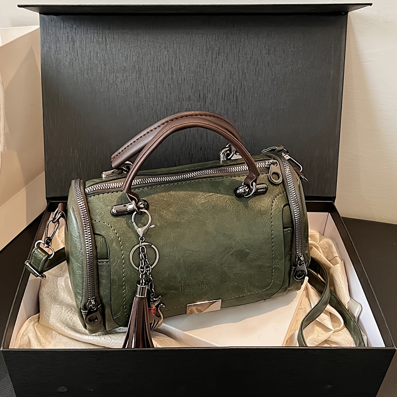 TEMU Vintage Crossbody Boston Bag, Retro Single Shoulder Bag, Classic Women's Handbag And Wallet, Multiple Pockets, Lightweight And Convenient, Made