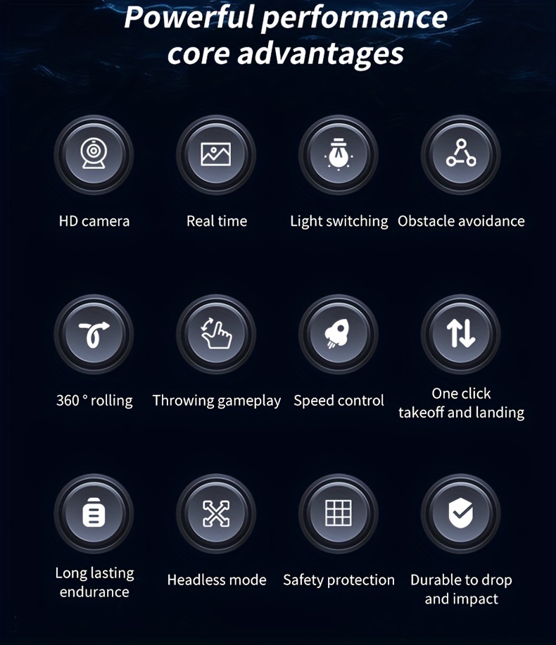 ufo   with two batteries   aerial photography intelligent omnidirectional obstacle avoidance stable   flight 360 degree rolling colored lights and foam four   Product details 9