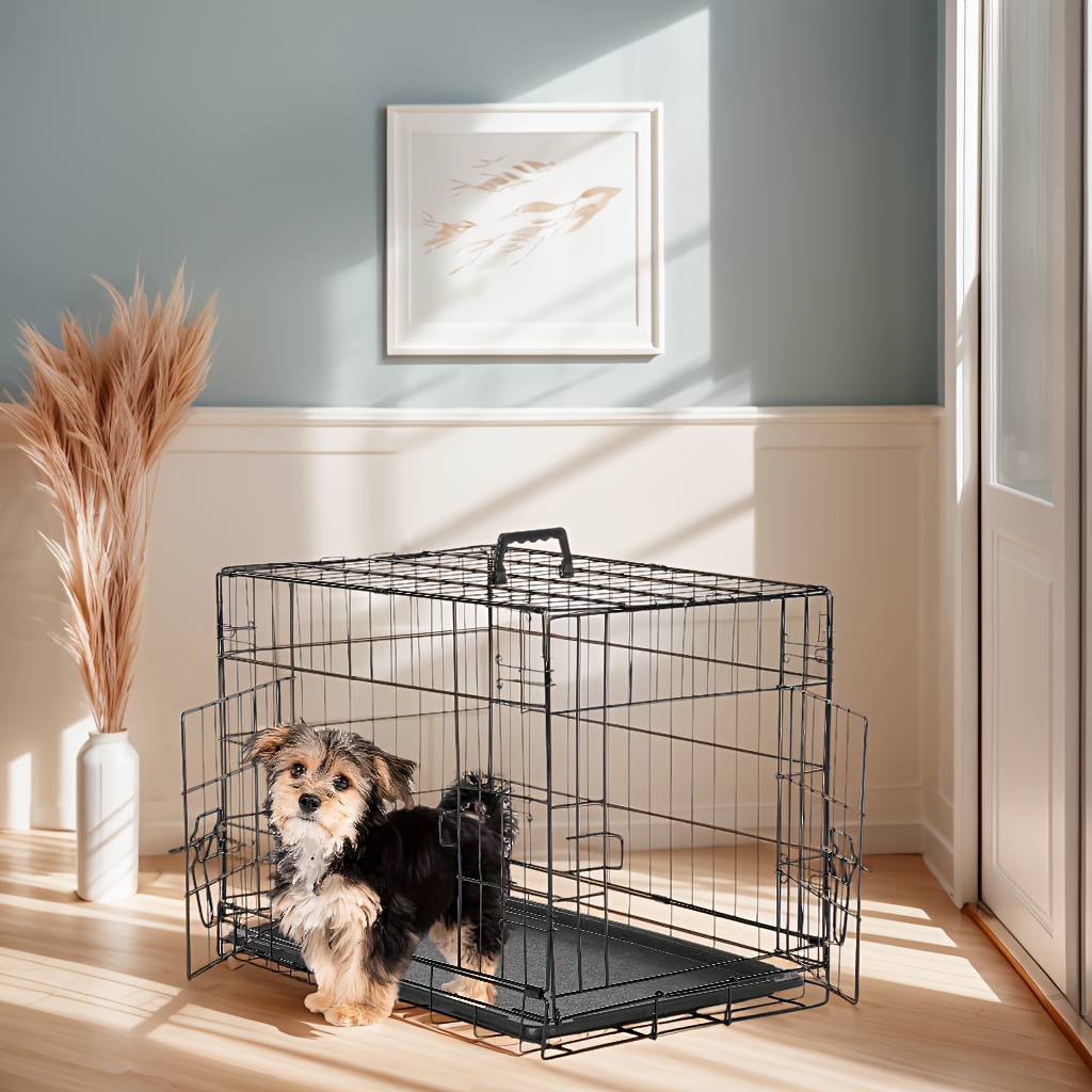 

Mcq Dog Cage, Double Door Dog Cage With , Multi Size Small Dog Cage, Dog Folding Metal Wire Dog Cage, With Plastic Leak Proof Tray, Suitable For Indoor, Outdoor, And Travel, Laundry Baskets